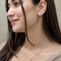 925 Sterling Silver CZ Halo Pendant Necklace