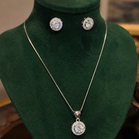 925 Sterling Silver CZ Halo Pendant Necklace