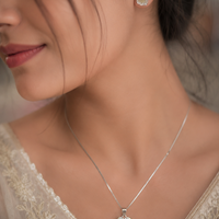 Heart Shape 925 Sliver Sterling Necklace & Earrings Set