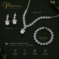 Queen Victorian &nbsp;3 piece CZ Necklace Set with Pearl Drop