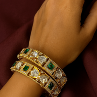 Emerald Glow Kundan Bangles