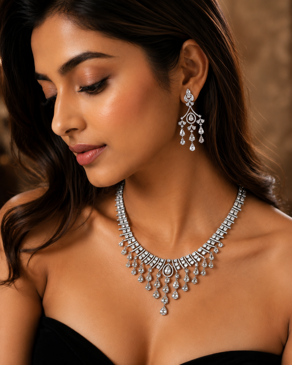 Luxury layered CZ partwear neckalce set