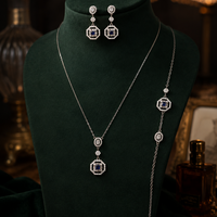 925 Sterling Silver Blue Stone Necklace Set
