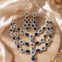 Royal Sapphire American Diamond Necklace Set