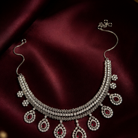 Red Wine American Diamond Necklace Set