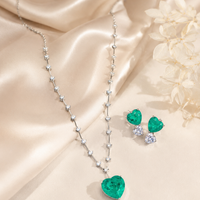 Romantic Blue Ocean Love Heart Pendant Necklace and Earrings Set