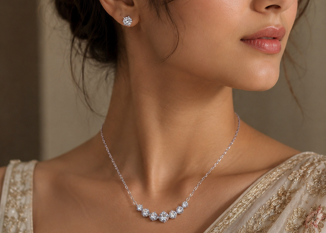 Celestia Sparkle 925 Sterling Silver CZ Pendant Set