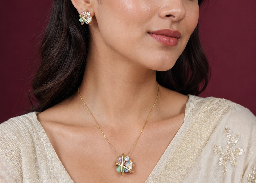 Celestia Orbit Crystal Pendant Set