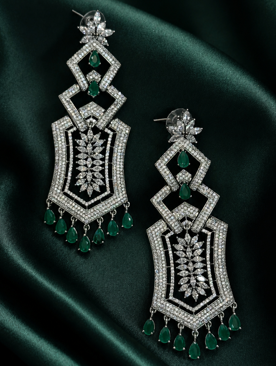 Emerald Elegance Dangle Earrings