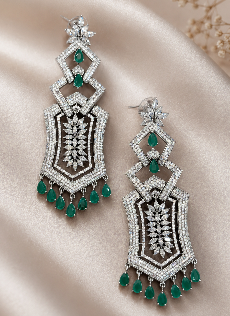 Emerald Elegance Dangle Earrings