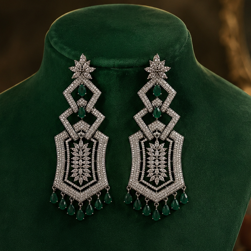 Emerald Elegance Dangle Earrings