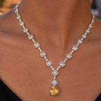 Luxury Yellow Crystal Necklace & Earrings Set