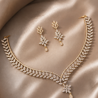 Golden Leaf Drop Necklace Set