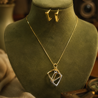 Elegant Dual Tone Geometric Pendant Necklace