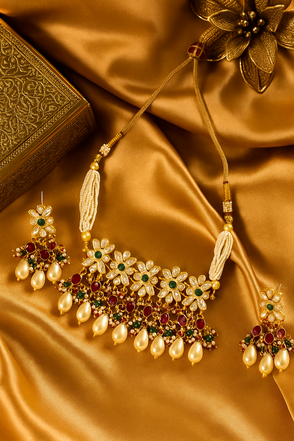 Royal Pacchi Kundan Pearl Necklace Set
