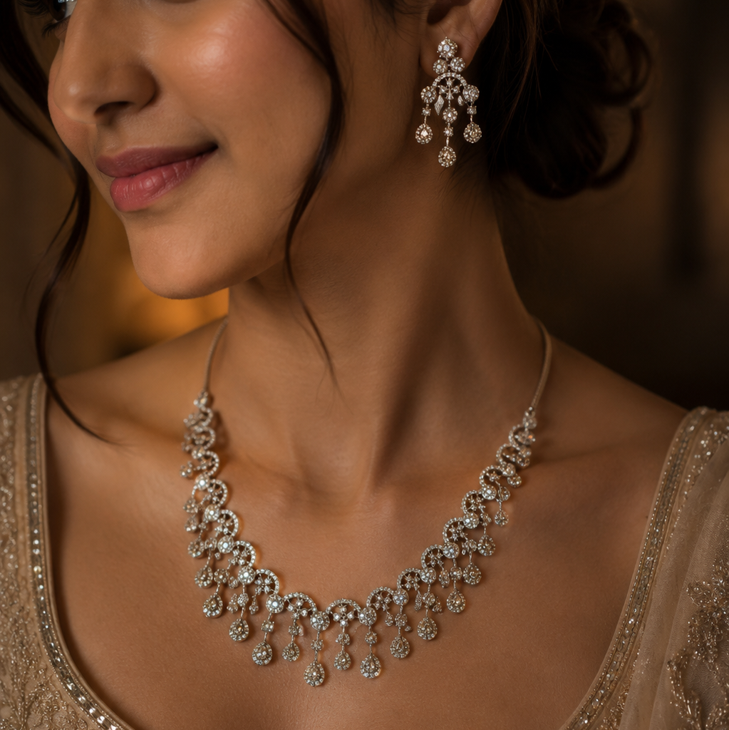 CZ Waterfall Elegance Necklace Set