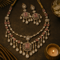Luxora Pink Stone Polki Kundan Necklace