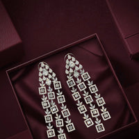 Glamorous CZ Stone Long Dangling Earrings