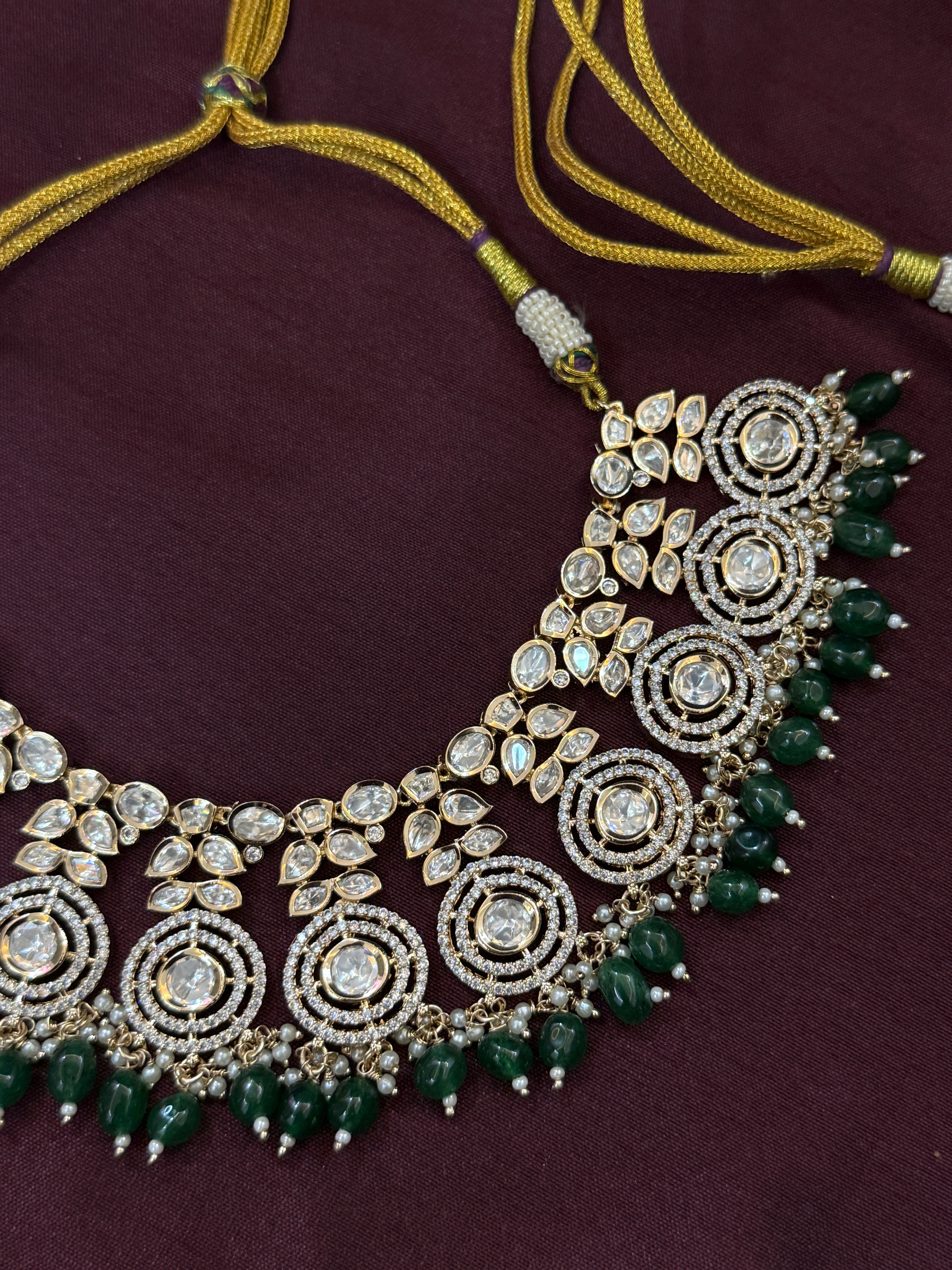 Luxury Real Polki Kundan Bridal Necklace Set with Earrings