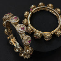 Floral Stone-Studded Designer Bangles