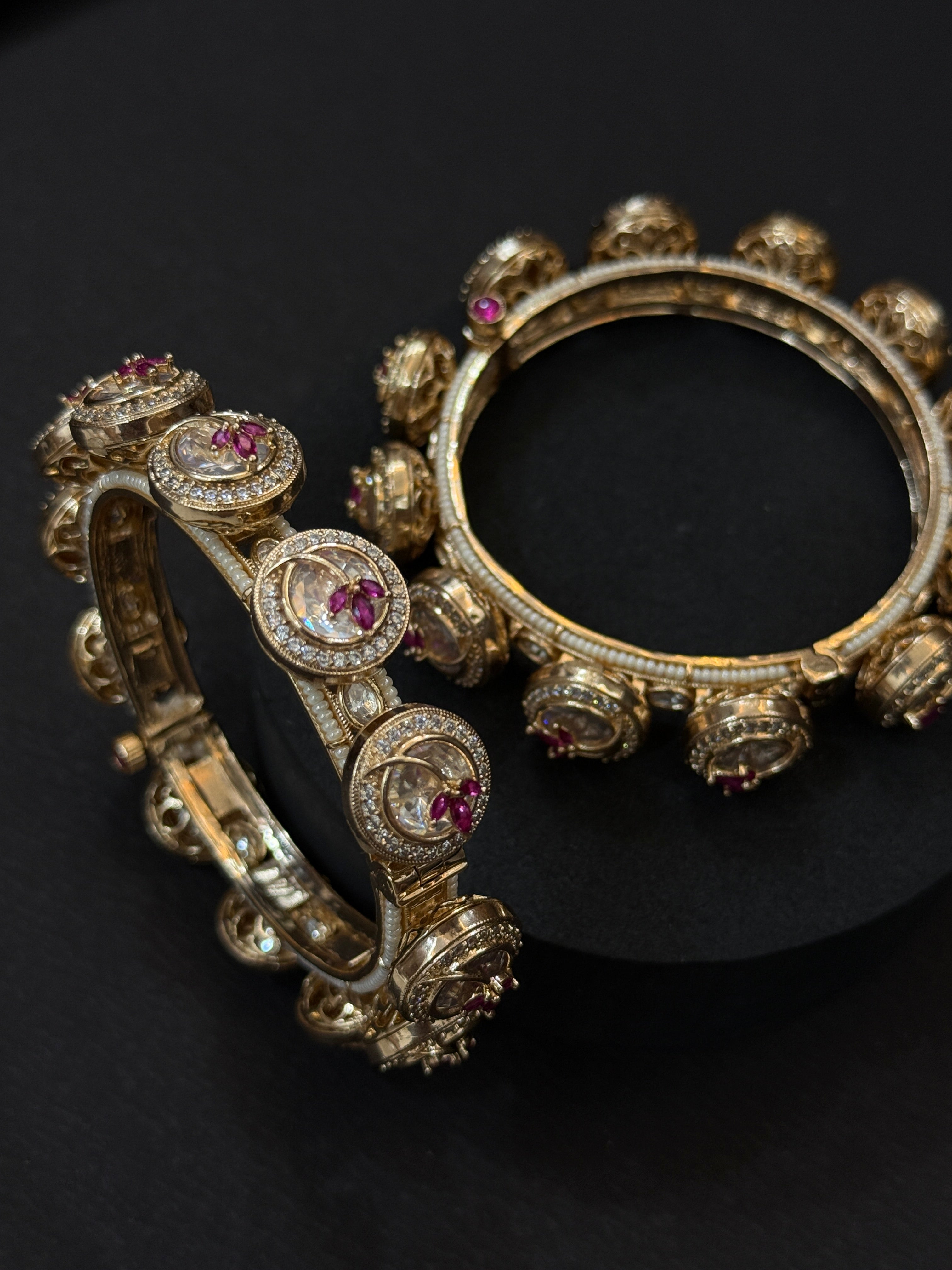 Floral Stone-Studded Designer Bangles