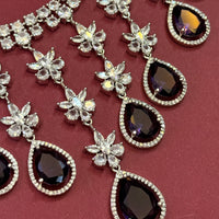 Lavender Teardrop American Diamond Statement Jewelry Set for Women