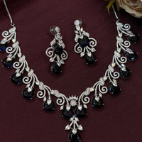 Royal Blue American Diamond Necklace Set