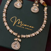 Royal Heart Motif Real Polki Kundan Necklace Set