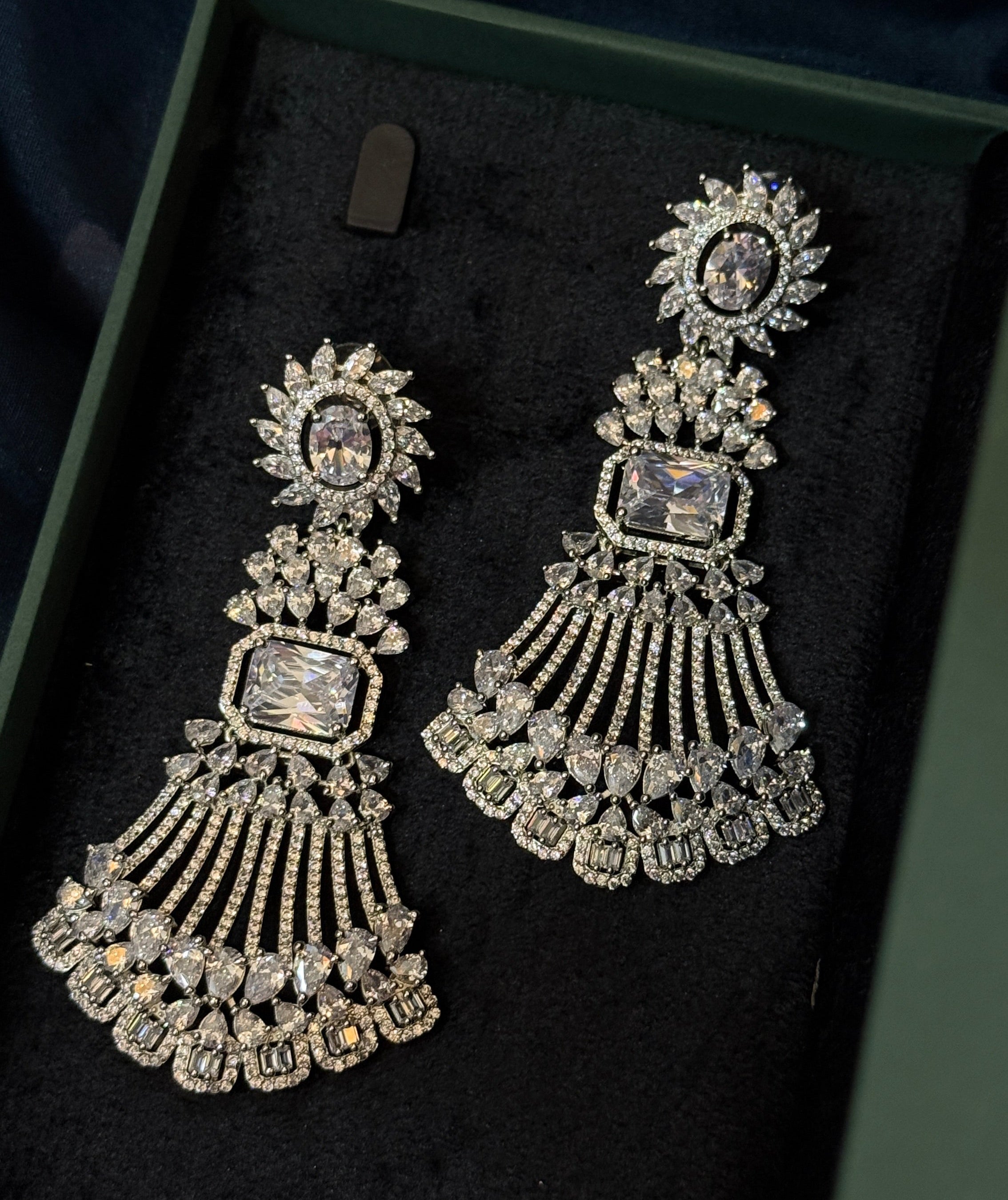 Elegant American Diamond Long Dangle Earrings