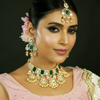 Emerald Regal Heritage Polki Kundan Bridal Set