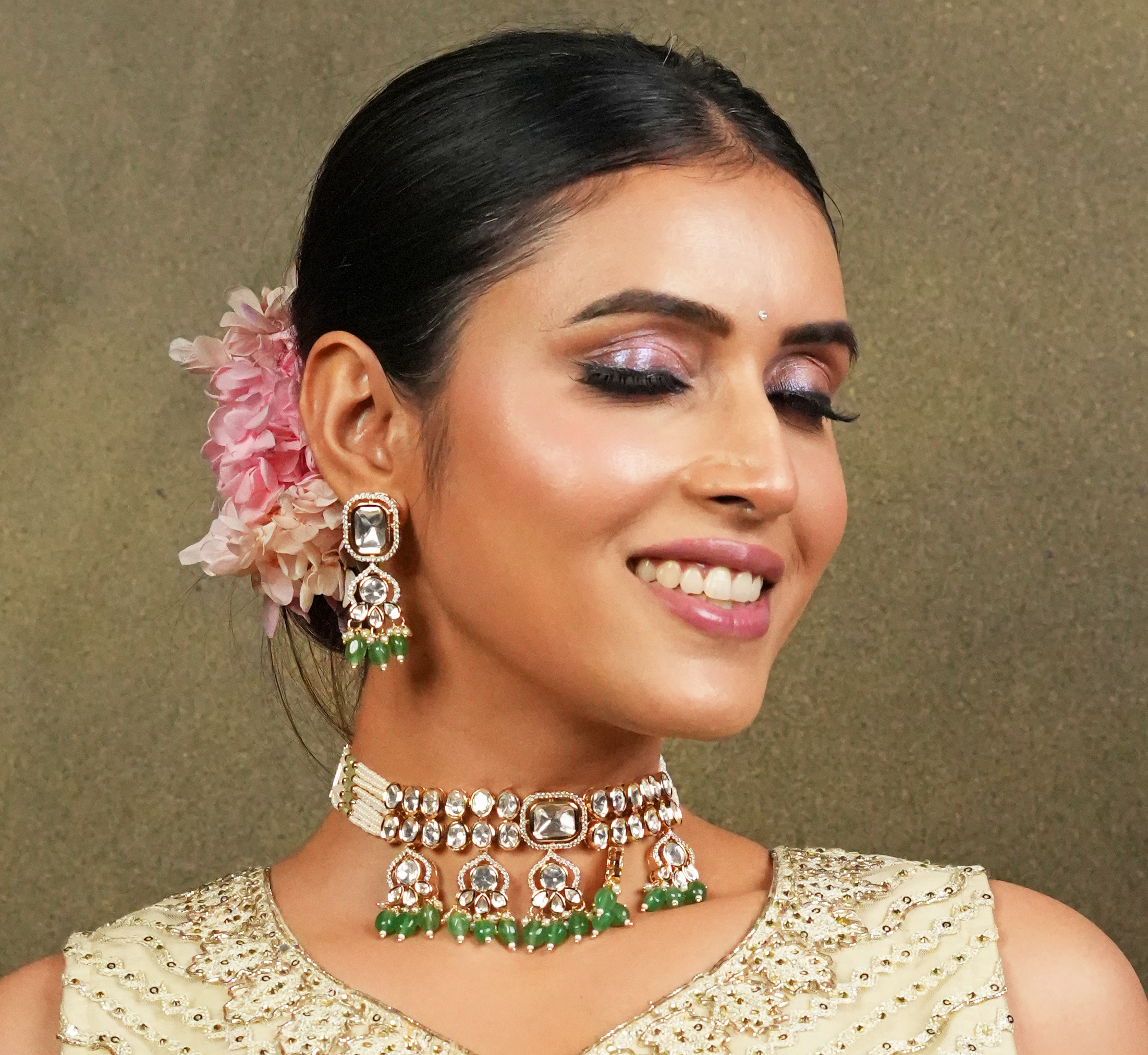 Emerald Empress Real Polki Kundan Choker