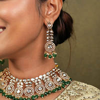 Luxury Real Polki Kundan Bridal Necklace Set with Earrings
