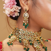 Gold Plated Kundan Bridal Necklace Set for Wedding
