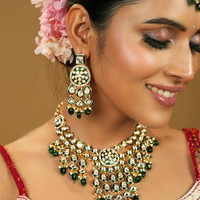 Royal Green Meenakari Kundan Necklace Set
