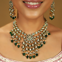 Royal Green Meenakari Kundan Necklace Set