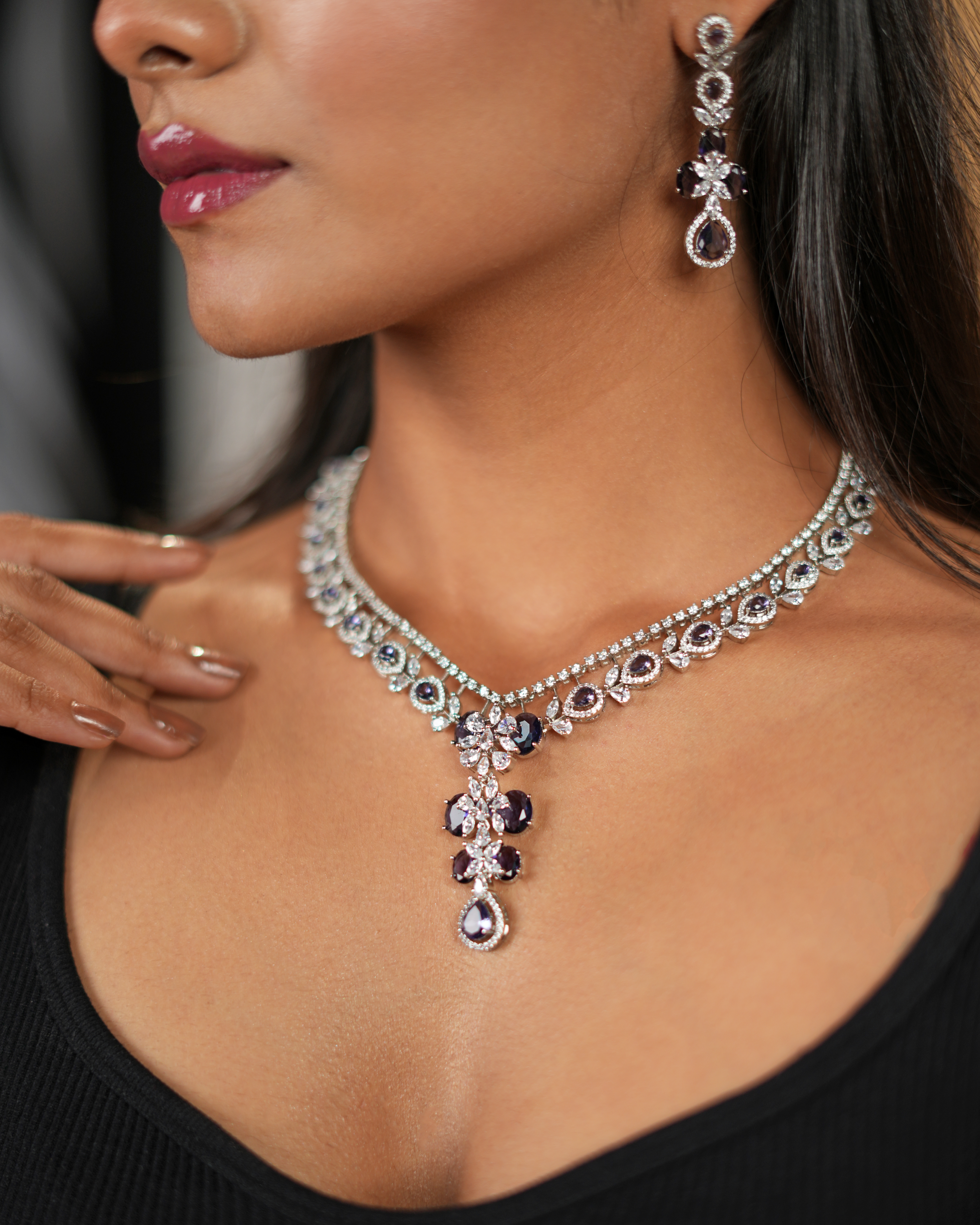 Purple Princess American Diamond Set