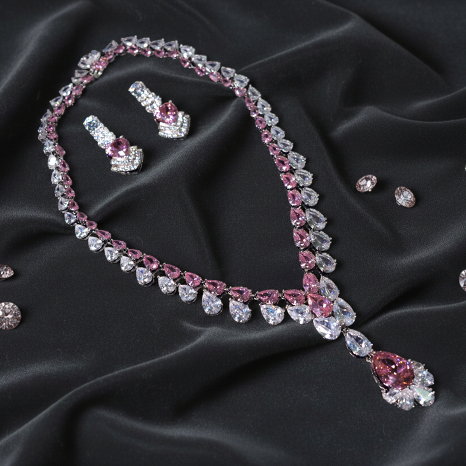 Rose Lumière Austrian Crystal Necklace Set