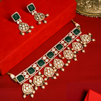 Emerald Royale Real Polki Kundan Necklace Set