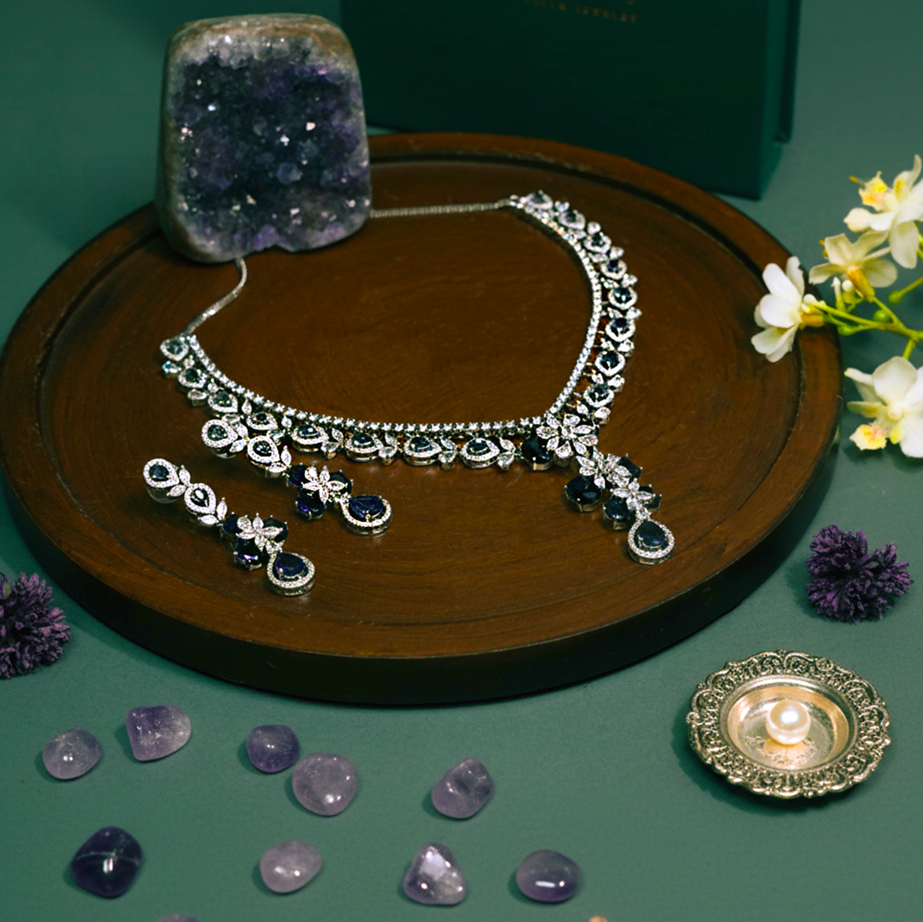 Purple Princess American Diamond Set