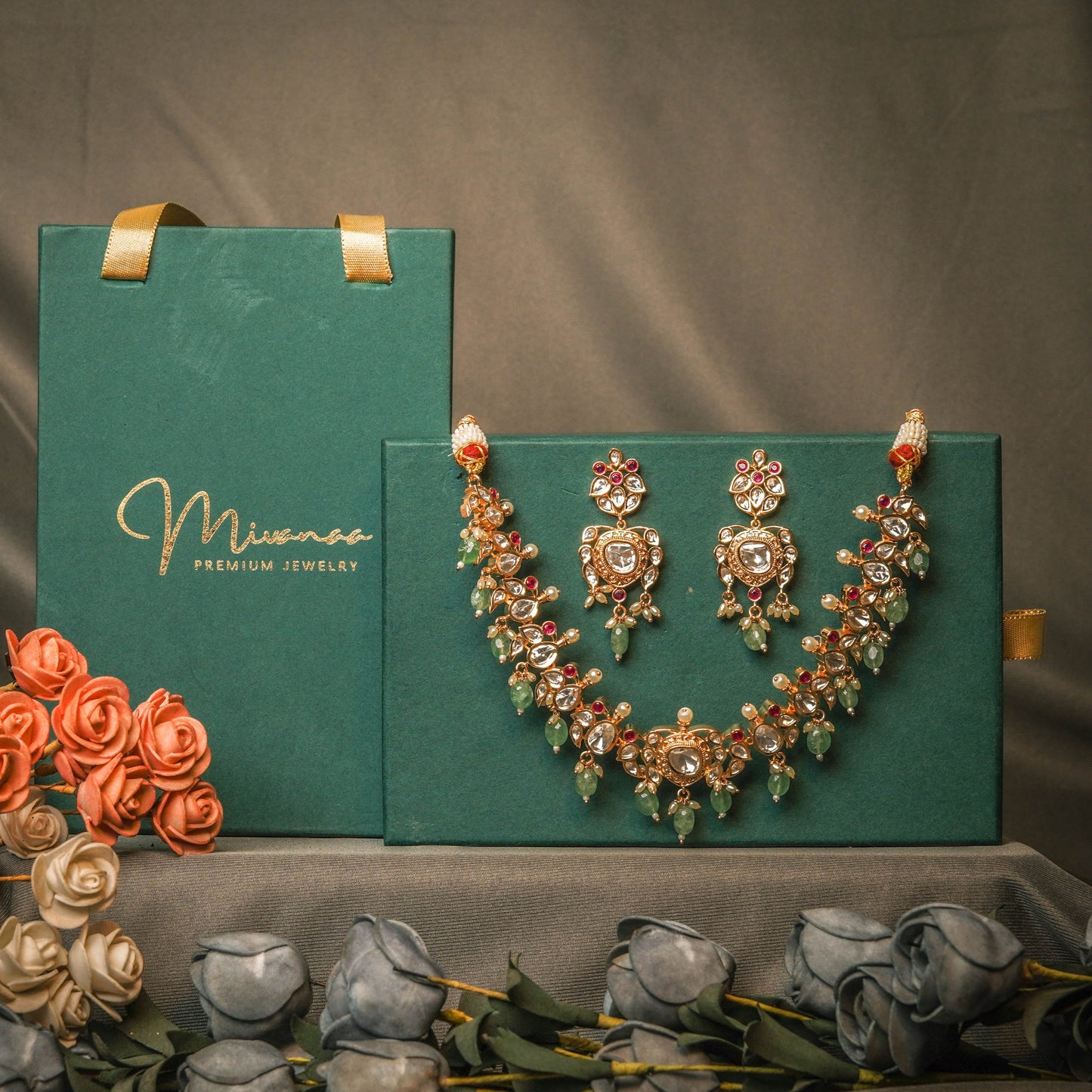 Golden Charmer Kundan Necklace Set