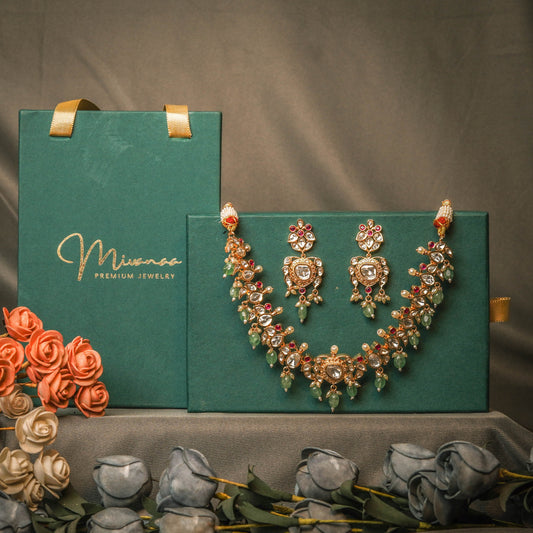 Golden Charmer Kundan Necklace Set