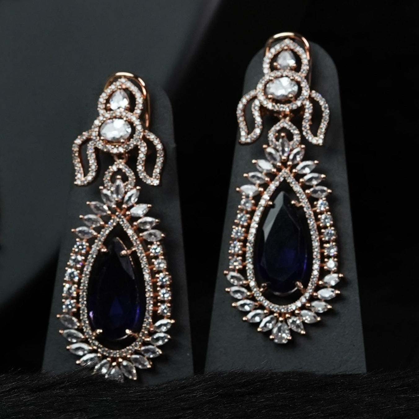 Luxury Sapphire Blue Rose Gold Jewelry Set - Mivanaa