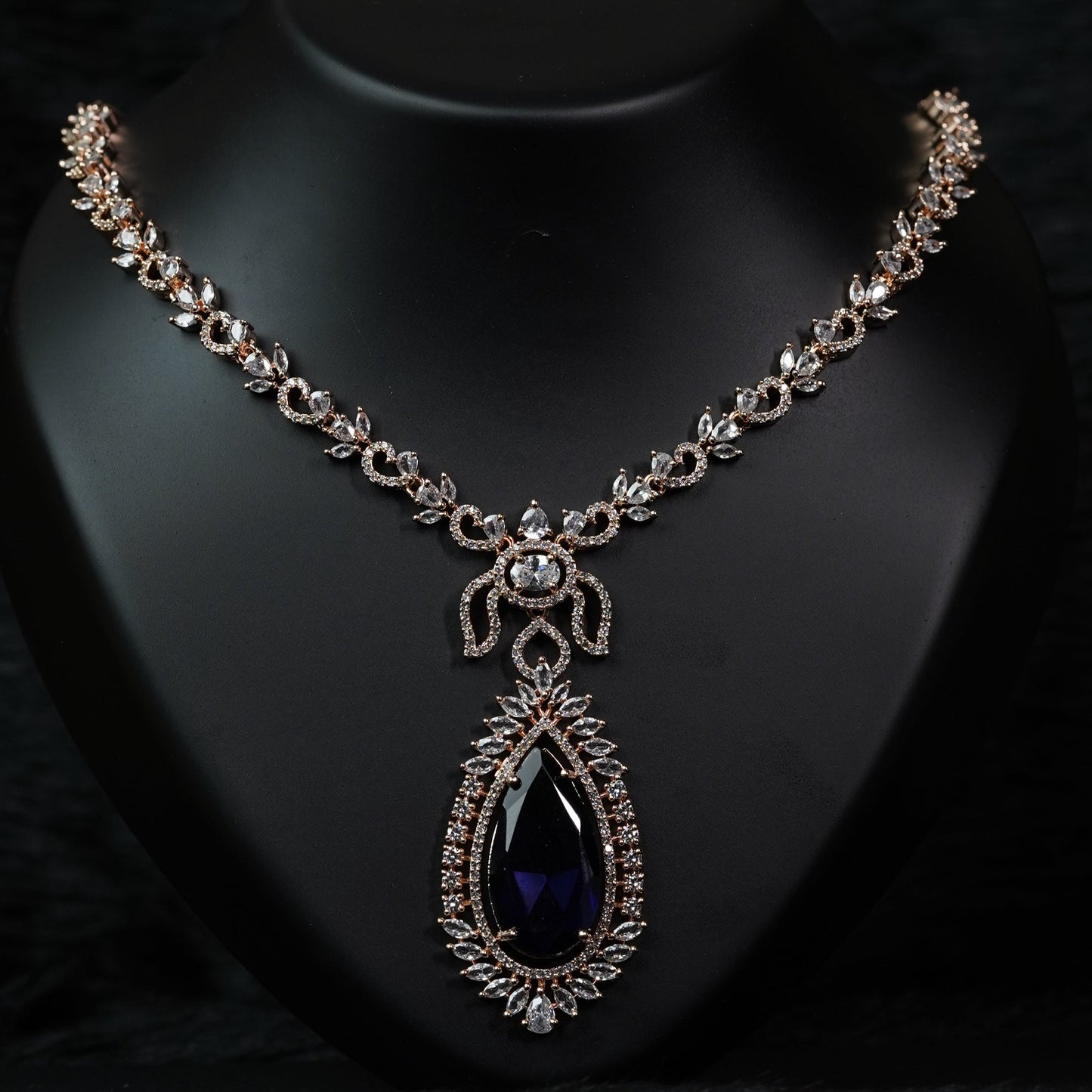 Luxury Sapphire Blue Rose Gold Jewelry Set - Mivanaa