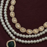 Queen Pearl Emerald  Polki Necklace Set