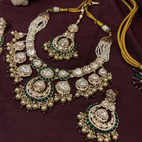 Green Enamel & Pearls |Royal Polki Wedding Necklace