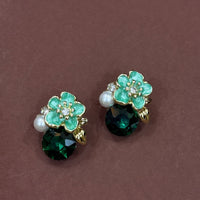 Emerald Bloom Floral Pendant Necklace Set