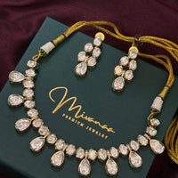 Regal Aura Moissanite Polki Gold Finish Necklace Set