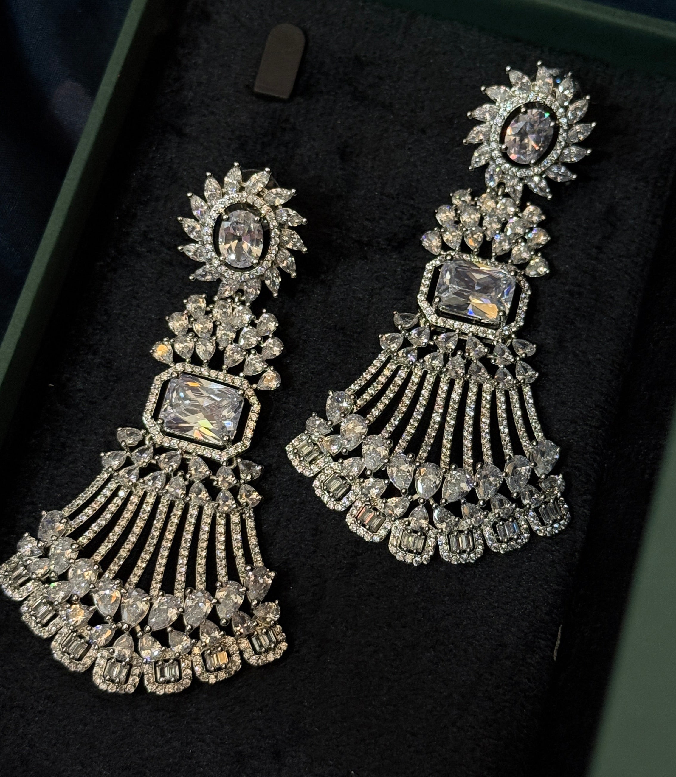 Elegant American Diamond Long Dangle Earrings