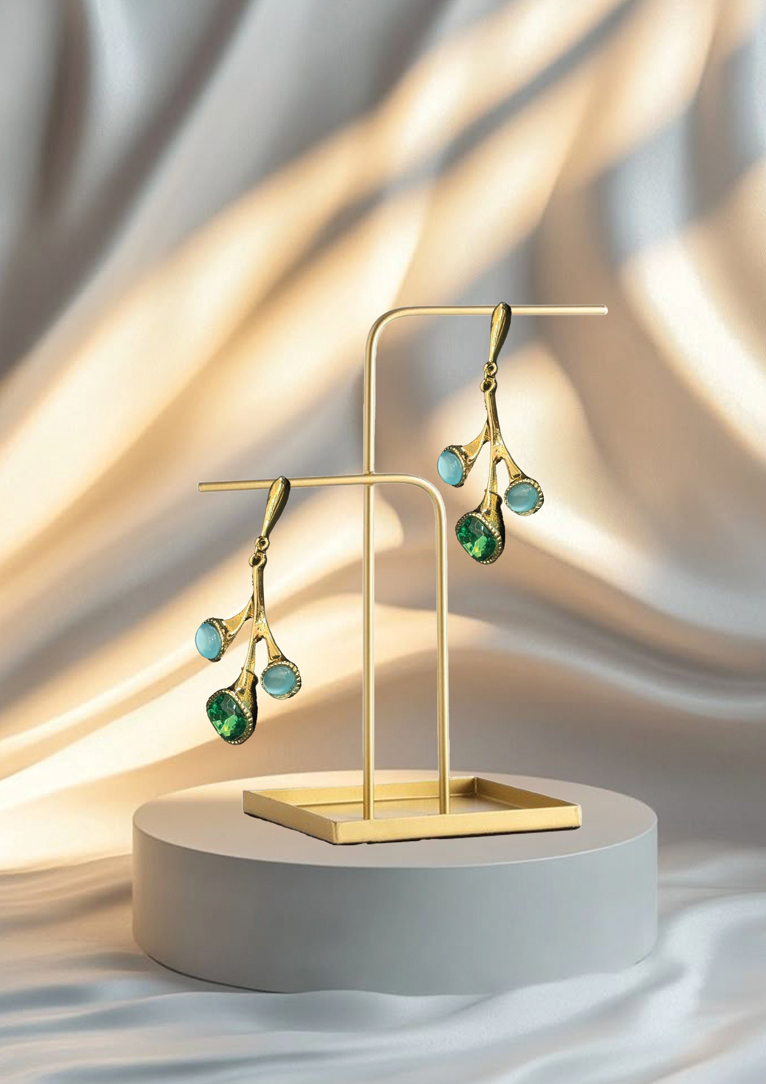 Elegant Gold-Toned Multicolour Earring-Mivanaa