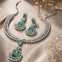 Mint Royale CZ & Doublet Stone Partywear Necklace Set